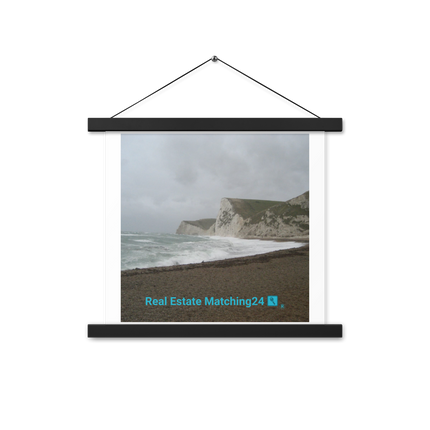 Waves and Sand Poster with hangers with realestatematching24 with key Logo