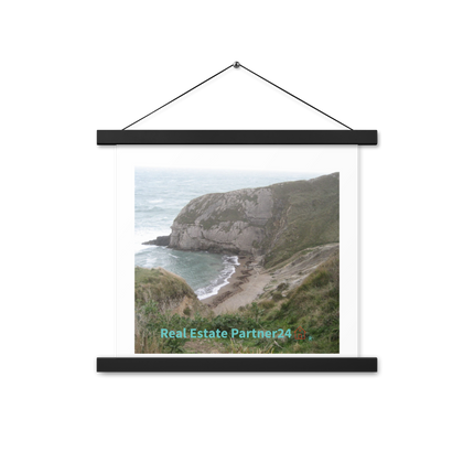 Sea & Hills Poster with hangers with realestatepartner24 with house Logo