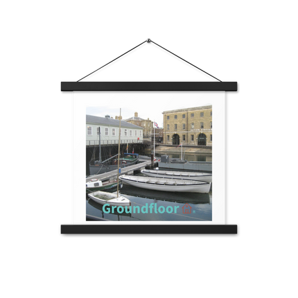 Boat on Water Poster with hangers with Groundfloor with House Logo