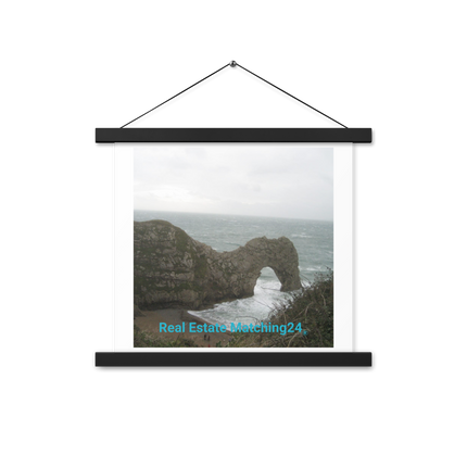 Coastal Escape Poster with hangers with realestatematching24 without key Logo