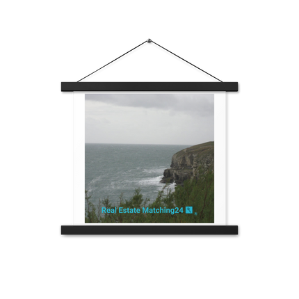 Seaside Serenity Poster with hangers with realestatematching24 with key Logo