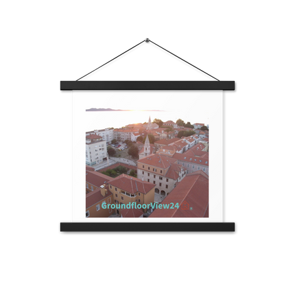 Roof Sunset View Poster with hangers with groundfloorview24 with House Logo