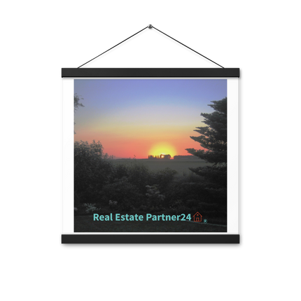 Beautiful Sunset Sinari Poster with hangers with realestatepartner24 with house Logo