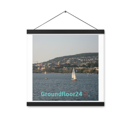 Beautiful River & Hills Sinari Poster with hangers with Groundfloor24 with House Logo