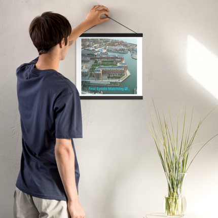 Nice City Poster with hangers with realestatematching with key Logo