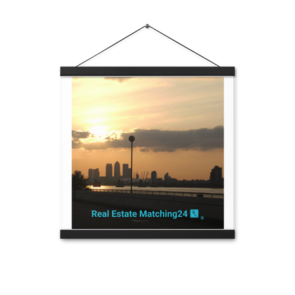 Majestic Sunset Poster with hangers with realestatematching24 with key Logo