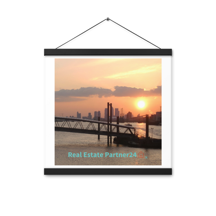 Evening Glow Poster with hangers with realestatepartner24 with house Logo