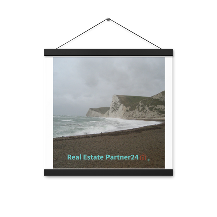 Waves and Sand Poster with hangers with realestatepartner24 with house Logo