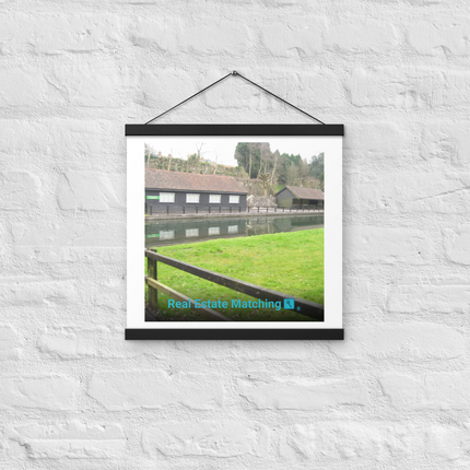 Lakeside Serenity Poster with hangers with realestatematching with key Logo