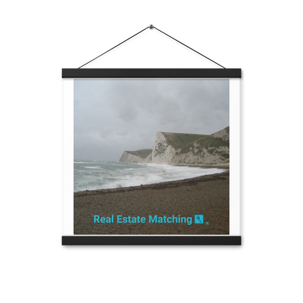 Waves and Sand Poster with hangers with realestatematching with key Logo