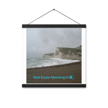 Waves and Sand Poster with hangers with realestatematching24 with key Logo