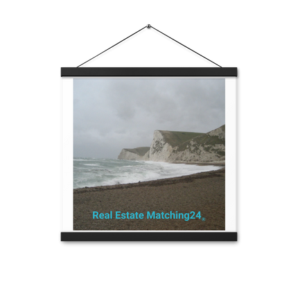 Waves and Sand Poster with hangers with realestatematching24 without key Logo