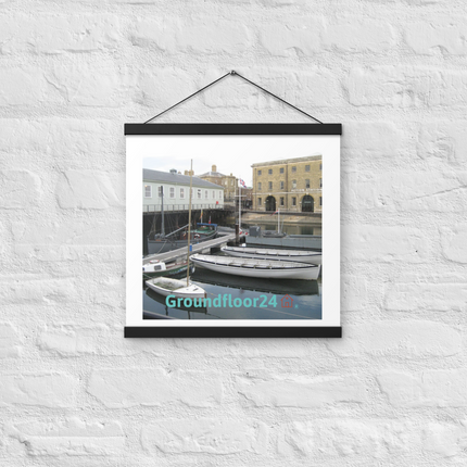 Boat on Water Poster with hangers with Groundfloor24 with House Logo