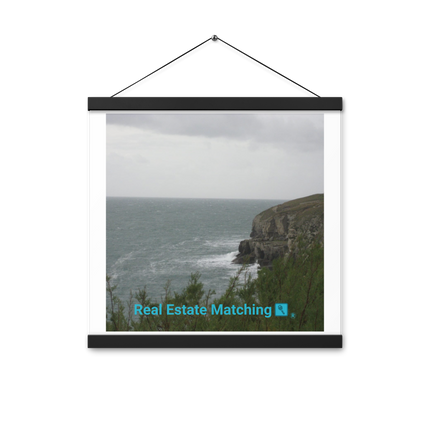 Seaside Serenity Poster with hangers with realestatematching with key Logo