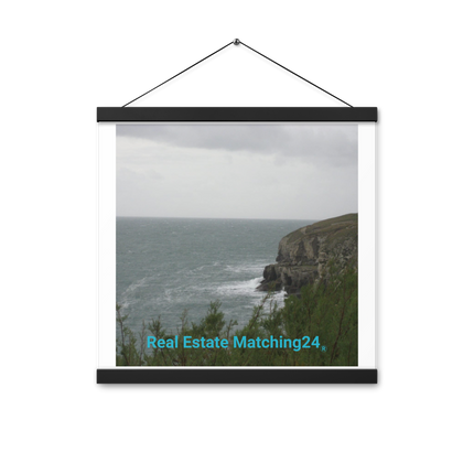 Seaside Serenity Poster with hangers with realestatematching24 without key Logo