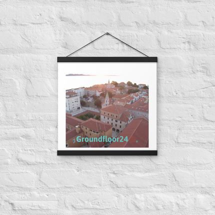 Roof Sunset View Poster with hangers with Groundfloor24 with House Logo