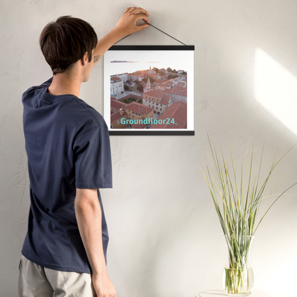 Roof Sunset View Poster with hangers with Groundfloor24 without House Logo