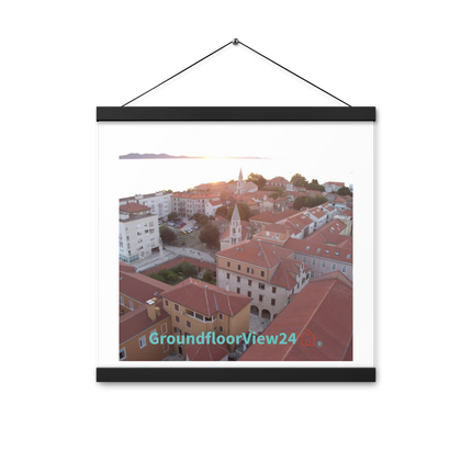 Roof Sunset View Poster with hangers with groundfloorview24 with House Logo