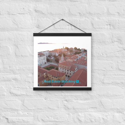 Roof Sunset View Poster with hangers with realestatematching with key Logo