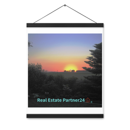 Beautiful Sunset Sinari Poster with hangers with realestatepartner24 with house Logo