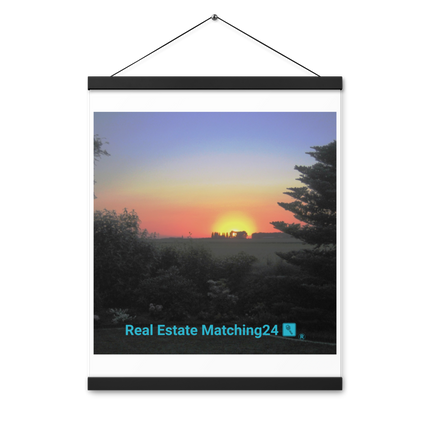 Beautiful Sunset Sinari Poster with hangers with realestatematching24 with key Logo