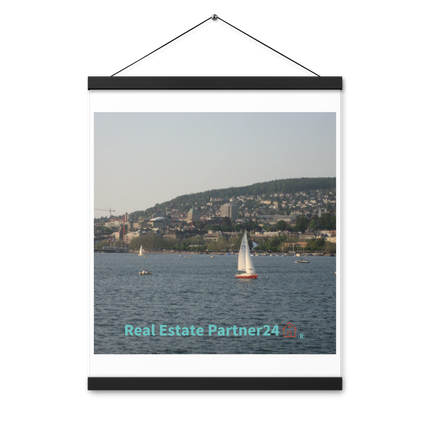 Beautiful River & Hills Sinari Poster with hangers with realestatepartner24 with house Logo