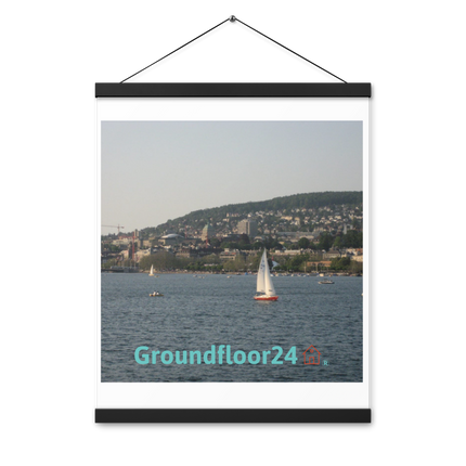 Beautiful River & Hills Sinari Poster with hangers with Groundfloor24 with House Logo