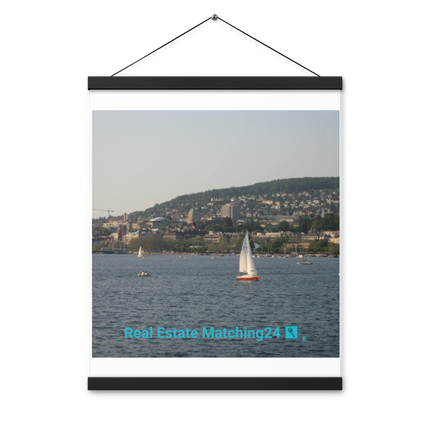 Beautiful River & Hills Sinari Poster with hangers with realestatematching24 with key Logo