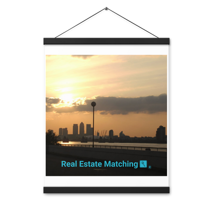 Majestic Sunset Poster with hangers with realestatematching with key Logo