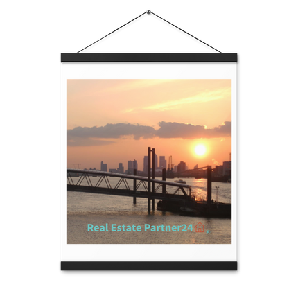 Evening Glow Poster with hangers with realestatepartner24 with house Logo