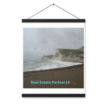 Waves and Sand Poster with hangers with realestatepartner24 with house Logo