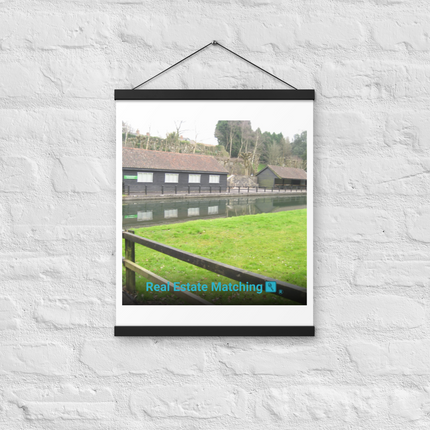Lakeside Serenity Poster with hangers with realestatematching with key Logo