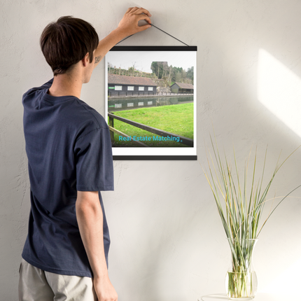 Lakeside Serenity Poster with hangers with realestatematching without key Logo