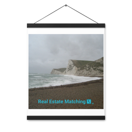Waves and Sand Poster with hangers with realestatematching with key Logo
