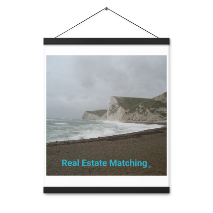 Waves and Sand Poster with hangers with realestatematching without key Logo