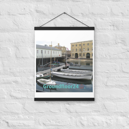 Boat on Water Poster with hangers with Groundfloor24 with House Logo