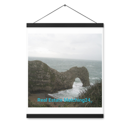Coastal Escape Poster with hangers with realestatematching24 without key Logo