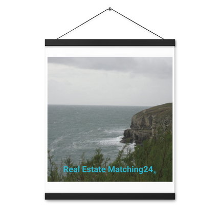 Seaside Serenity Poster with hangers with realestatematching24 without key Logo