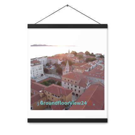 Roof Sunset View Poster with hangers with groundfloorview24 with House Logo
