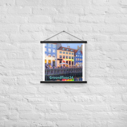 Nyhavn Poster with hangers with Groundfloor24 Logo