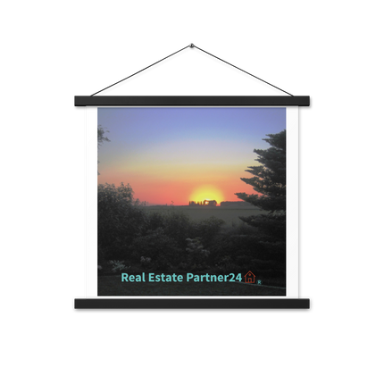 Beautiful Sunset Sinari Poster with hangers with realestatepartner24 with house Logo