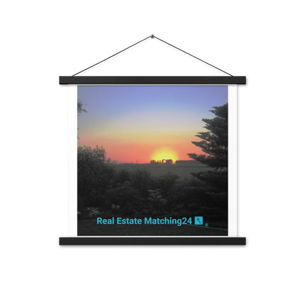 Beautiful Sunset Sinari Poster with hangers with realestatematching24 with key Logo