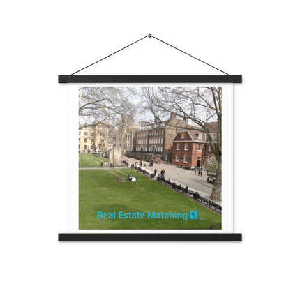Beautiful Park Poster with hangers with realestatematching with key Logo