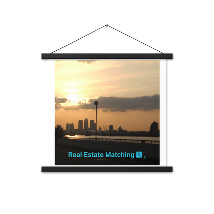 Majestic Sunset Poster with hangers with realestatematching with key Logo