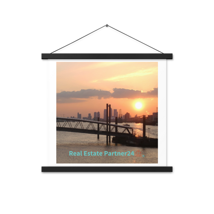 Evening Glow Poster with hangers with realestatepartner24 with house Logo