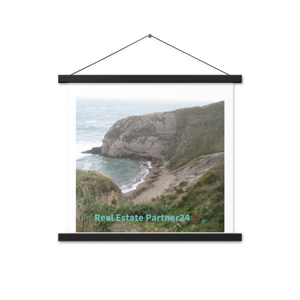 Sea & Hills Poster with hangers with realestatepartner24 with house Logo