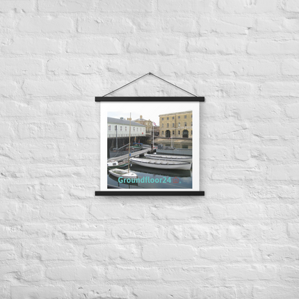 Boat on Water Poster with hangers with Groundfloor24 with House Logo