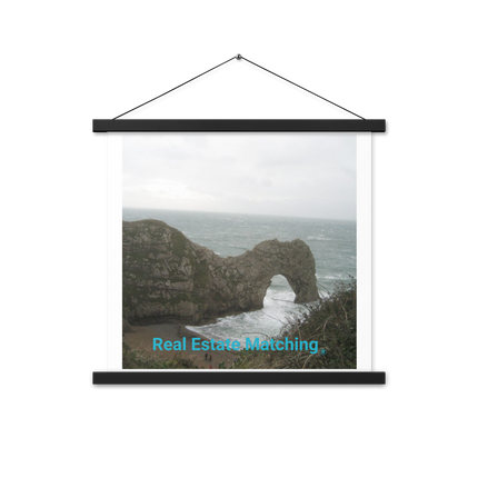 Coastal Escape Poster with hangers with realestatematching without key Logo