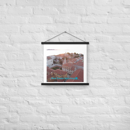 Roof Sunset View Poster with hangers with realestatematching with key Logo