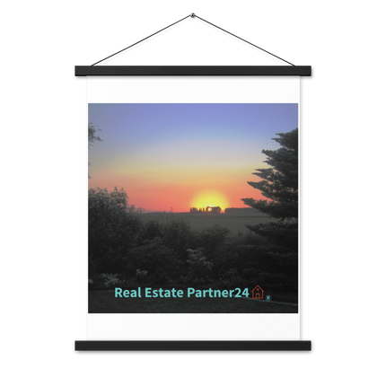 Beautiful Sunset Sinari Poster with hangers with realestatepartner24 with house Logo